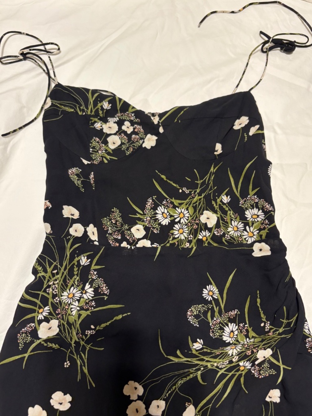 Reformation Kourtney Dress Black Floral Maxi Wrap Overlay Size 6 - Picture 2 of 7